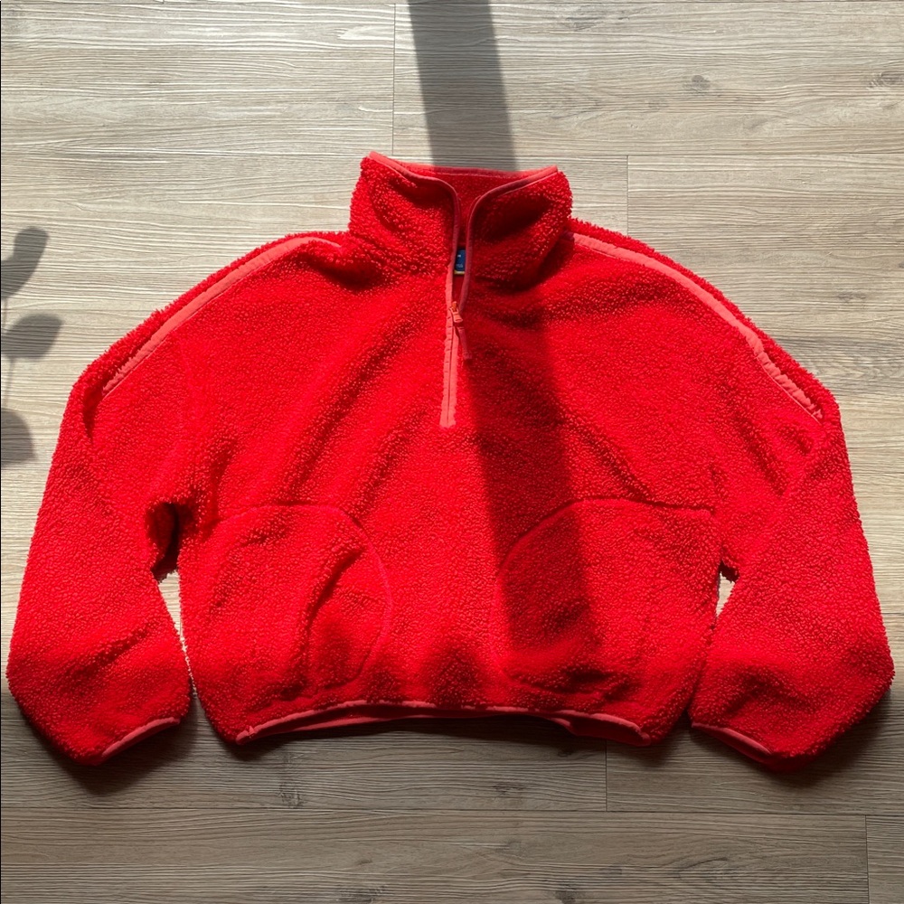 Old Navy Cherry Red Zip Up Fleece Sweater